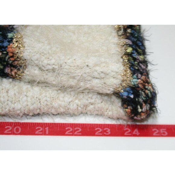 Anthropologie La Fée Verte Eyelash Knit Striped Sweater Metallic Womens S Cozy - Picture 5 of 7